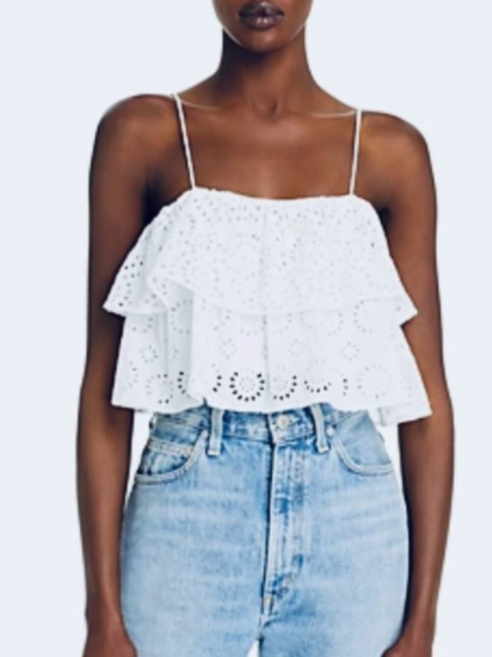 Alice + Olivia Marylynn Cropped Eyelet Top White Size XS | 0